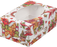 Коробка для 6 капкейков с ложементом XMAS 235х160х100 с окном — копия